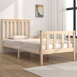 Berkfield Bed Frame Solid Wood Pine 75X190 Cm 2Ft6 Small Single - thumbnail 1