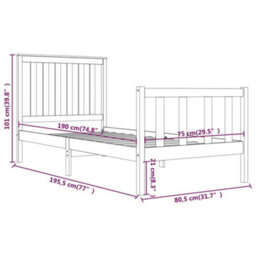 Berkfield Bed Frame Solid Wood Pine 75X190 Cm 2Ft6 Small Single - thumbnail 6