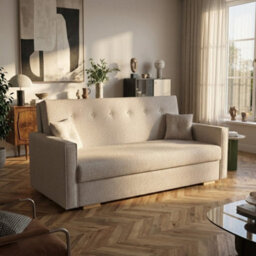 Viva Sonic Iv Sofa Bed With Storage Compartment Chipboard Frame Polyurethane Foam Wooden Legs 173X100X85Cm Beige - thumbnail 2
