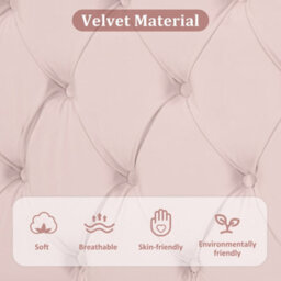 Btm Upholstered Bed 90X190 Slatted Frame Headboard Height-Adjustable Youth Bed Velvet Pink - thumbnail 4