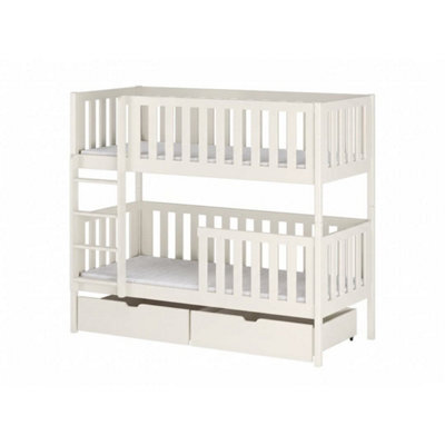 Arte Michalina Cotton Wooden Bunk Bed With Storage 90 X 190Cm - Foam Bonnell Mattresses Included - image 1