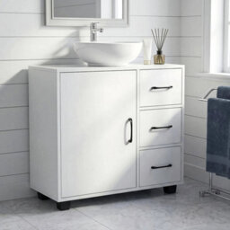 White Under Sink Cabinet Bathroom Basin Unit Cupboard Storage Furniture - thumbnail 3