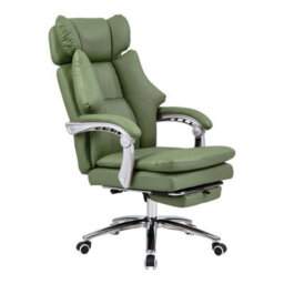 Green Leather Home Office Chair Reclining Desk Chair Swivel Computer Chair - thumbnail 1