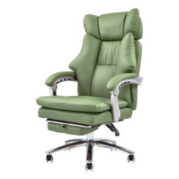 Green Leather Home Office Chair Reclining Desk Chair Swivel Computer Chair - thumbnail 2