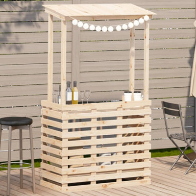 Berkfield Outdoor Bar Table With Roof 112.5X57X195.5 Cm Solid Wood - image 1