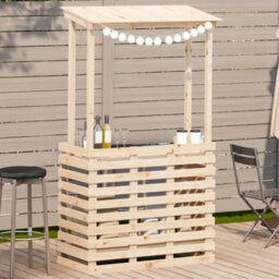 Berkfield Outdoor Bar Table With Roof 112.5X57X195.5 Cm Solid Wood - thumbnail 1