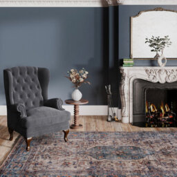 Loomed Traditional Design Cotton Chenille Rug Beige Blue Machine Washable 240Cm X 330Cm - thumbnail 4