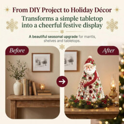 CLEFFNS Diy Beaded Christmas Tree Kit, Christmas Santa Claus 3D Colorful Pearl Beaded Tree, Handmade Tabletop Decor Sparkling Crystal Bead - thumbnail 6