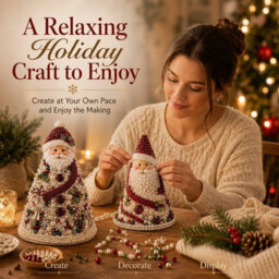 CLEFFNS Diy Beaded Christmas Tree Kit, Christmas Santa Claus 3D Colorful Pearl Beaded Tree, Handmade Tabletop Decor Sparkling Crystal Bead - thumbnail 3