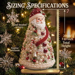 CLEFFNS Diy Beaded Christmas Tree Kit, Christmas Santa Claus 3D Colorful Pearl Beaded Tree, Handmade Tabletop Decor Sparkling Crystal Bead - thumbnail 2