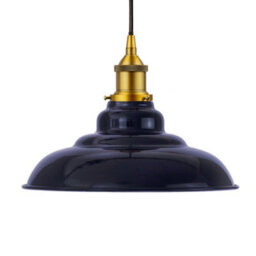 Navy Blue St Edmund's Painted Dome Pendant Light With Antique Gold Lamp Holder And Black Round Cable - Se Home - thumbnail 4