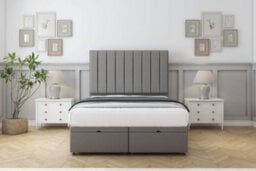 "Comfort Tokyo Pewter Dumfries Ottoman Bed With Mattress With 26"" Strutted Headboard 5' King" - thumbnail 1