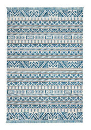 Ivory Blue Modern Shaggy Geometric Moroccan Dining Room Bedroom & Living Room Rug-119Cm X 180Cm - thumbnail 6