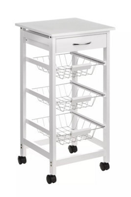 Orsina Sturdy Glenn White Veneer Finish Kitchen Trolley, Compact Build Kitchen Trolley For Entertaining Guests - image 1