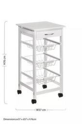 Orsina Sturdy Glenn White Veneer Finish Kitchen Trolley, Compact Build Kitchen Trolley For Entertaining Guests - thumbnail 2