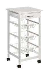 Orsina Sturdy Glenn White Veneer Finish Kitchen Trolley, Compact Build Kitchen Trolley For Entertaining Guests - thumbnail 3