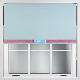 Furnished Made To Measure Blackout Blind With Pink Glitter, Duck Bow And Metal Fittings - Duck Egg Blue (W)60Cm X (L)210Cm