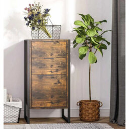 Industrial Chest Drawers 3 Drawer Storage Cabinet Rustic Brown - thumbnail 1