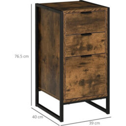 Industrial Chest Drawers 3 Drawer Storage Cabinet Rustic Brown - thumbnail 2