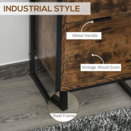 Industrial Chest Drawers 3 Drawer Storage Cabinet Rustic Brown - thumbnail 6