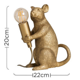 Valuelights Raymond Modern Metallic Gold Painted Rat Design Table Lamp - Includes 4W Led Filament Bulb 2700K Warm White - thumbnail 7