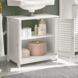 Sobuy Frg237-W, Under Sink Cabinet Vanity Unit Bathroom Cabinet With 2 Shutter Doors,white,w60Xd35Xh58 - thumbnail 6