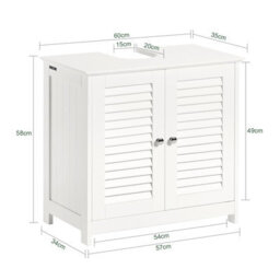Sobuy Frg237-W, Under Sink Cabinet Vanity Unit Bathroom Cabinet With 2 Shutter Doors,white,w60Xd35Xh58 - thumbnail 3