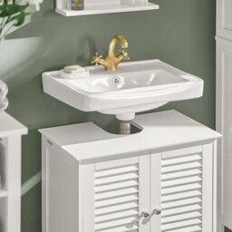 Sobuy Frg237-W, Under Sink Cabinet Vanity Unit Bathroom Cabinet With 2 Shutter Doors,white,w60Xd35Xh58 - thumbnail 5