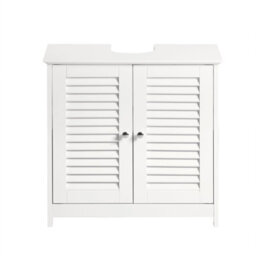 Sobuy Frg237-W, Under Sink Cabinet Vanity Unit Bathroom Cabinet With 2 Shutter Doors,white,w60Xd35Xh58 - thumbnail 1