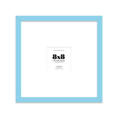 "8X8"" Light Blue Picture Frame - 8X8"" Square Frame With 4X4"" Mount For 8X8""/4X4"" Pictures Vintage Style Thin Edge, 1 Pack" - image 1