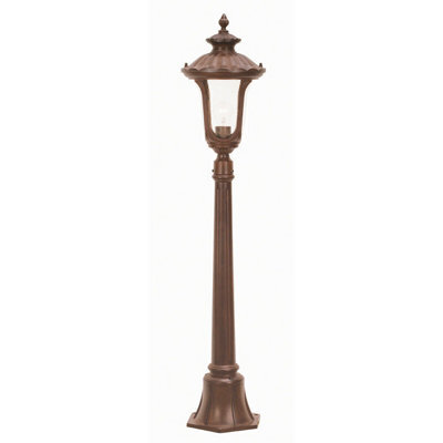 Elegant Outdoor Ip44 Mini Lamp Post With Rusty Bronze Patina Finish And Led E27 Bulb