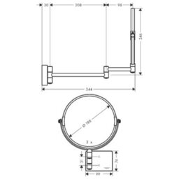Hansgrohe Addstoris Universal Bathroom Shaving Mirror Wall Mounted Chrome - thumbnail 3