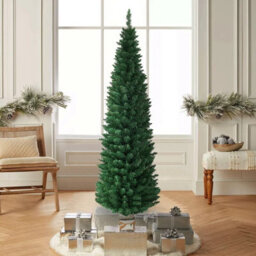 Prime Plus 6Ft(570 Tips) Slim Pencilchristmas Tree Metal Stand Xmas Decor Green