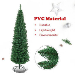 Prime Plus 6Ft(570 Tips) Slim Pencilchristmas Tree Metal Stand Xmas Decor Green - thumbnail 2