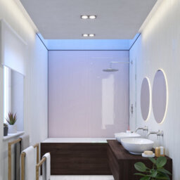 Rearo Selkie Mdf Bathroom Shower Wall Panel (H)2420mm X (W)1180mm X (D)11mm Tongue & Groove - Rosewater Matte Finish - thumbnail 6