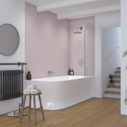 Rearo Selkie Mdf Bathroom Shower Wall Panel (H)2420mm X (W)1180mm X (D)11mm Tongue & Groove - Rosewater Matte Finish - thumbnail 3