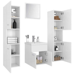 Berkfield Bathroom Furniture Set White Engineered Wood - thumbnail 3
