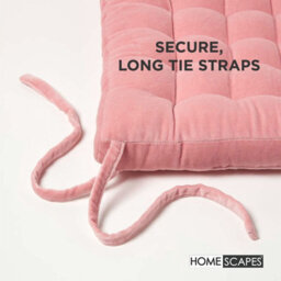 Homescapes Set Of 4 Pink Velvet Seat Pad Or Dining Chair Cushion 40 X 40 Cm Cotton Quilted Chair Pad For Indoor & Outdoor - thumbnail 4