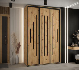 Arte  Cannes Xii Sliding Door Wardrobe W160Cm - Elegant Oak Artisan Storage Solution - thumbnail 2
