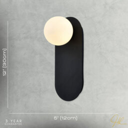 Happy Homewares Matte Sand Black Led Wall Light With Opal White Spherical Glass Shade - thumbnail 6