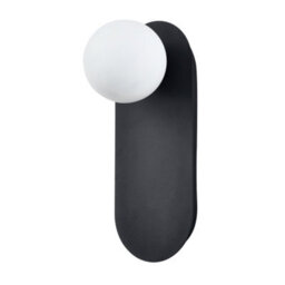 Happy Homewares Matte Sand Black Led Wall Light With Opal White Spherical Glass Shade - thumbnail 2