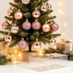 Amorly 36Pack Rose Gold Christmas Ball Ornaments,4Cm Small Shatter Resistant Plastic Hanging Baubles, Outdoor Christmas Tree Decorations - thumbnail 6