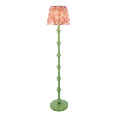 Luminosa Lighting Luminosa Carnaby Satin Cotswold Green Paint Floor Lamp With Coral Pink Fabric Ripple Shade 35Cm B22 - image 1