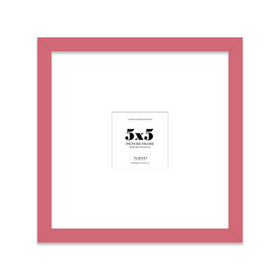 "5X5"" Pink Picture Frame - 5X5"" Square Frame With 2X2"" Mount For 5X5""/2X2"" Pictures Moderrn Style Thin Edge, 1 Pack" - image 1