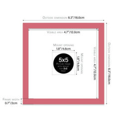 "5X5"" Pink Picture Frame - 5X5"" Square Frame With 2X2"" Mount For 5X5""/2X2"" Pictures Moderrn Style Thin Edge, 1 Pack" - thumbnail 2