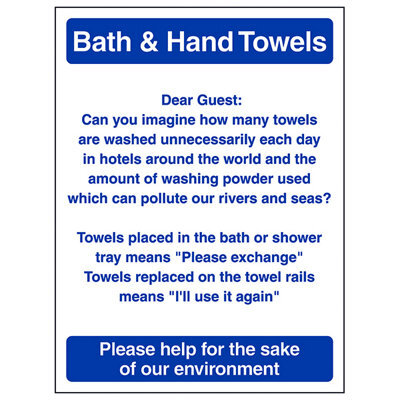 V Safety Bath & Hand Towels Bathroom Guest Sign - Adhesive Vinyl 200X300mm (X3) - image 1