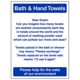 V Safety Bath & Hand Towels Bathroom Guest Sign - Adhesive Vinyl 200X300mm (X3) - thumbnail 1