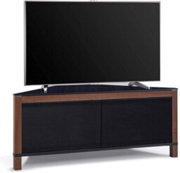"Mda Designs Volans Tru-Corner Remote Friendly Doors Walnut/black Reversible Panel Lcd/plasma/led Tv Up To 42"" Corner Tv Cabinet"