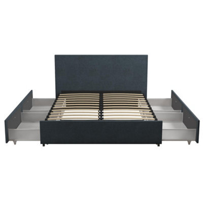 Novogratz Kelly Bed With Storage Fabric Navy, Double - image 1