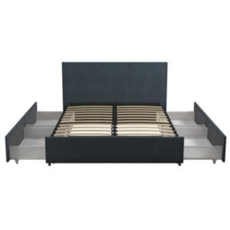 Novogratz Kelly Bed With Storage Fabric Navy, Double - thumbnail 1